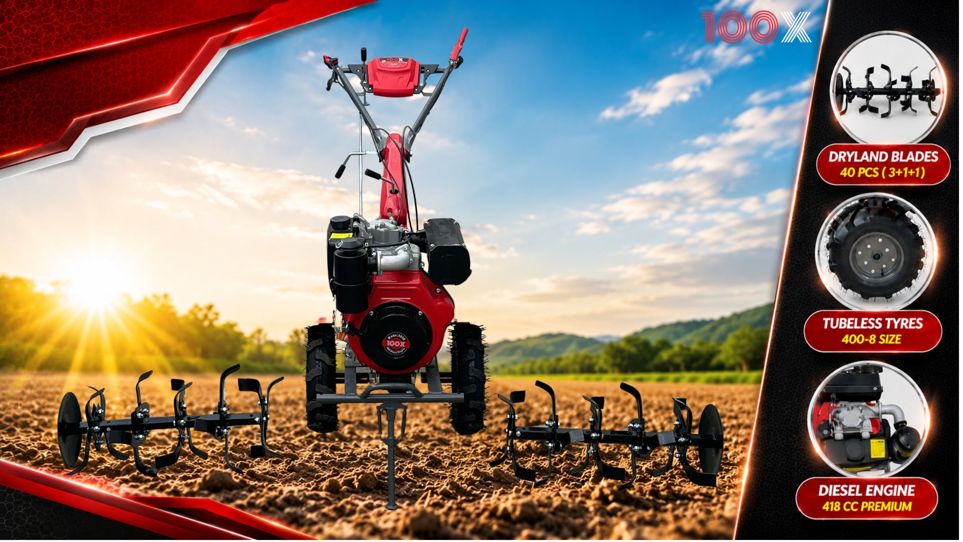 Kaarobaar 585D power tiller with side disc attachment