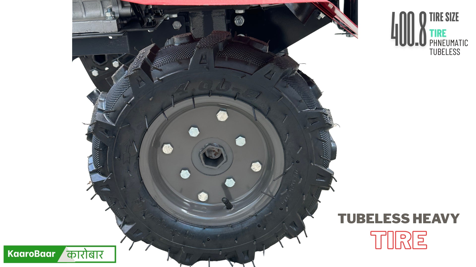 Kaarobaar 585D power tiller wheels and PTO attachment point