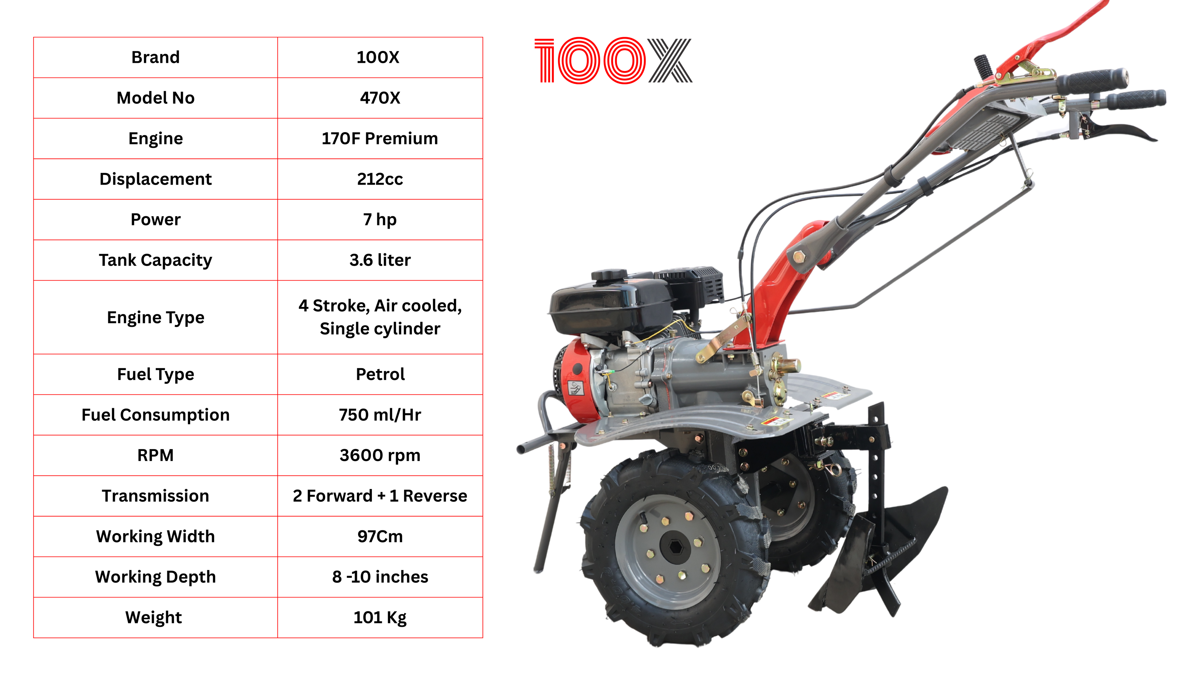 Power Tiller/Weeder 7HP Model 470X Base Model