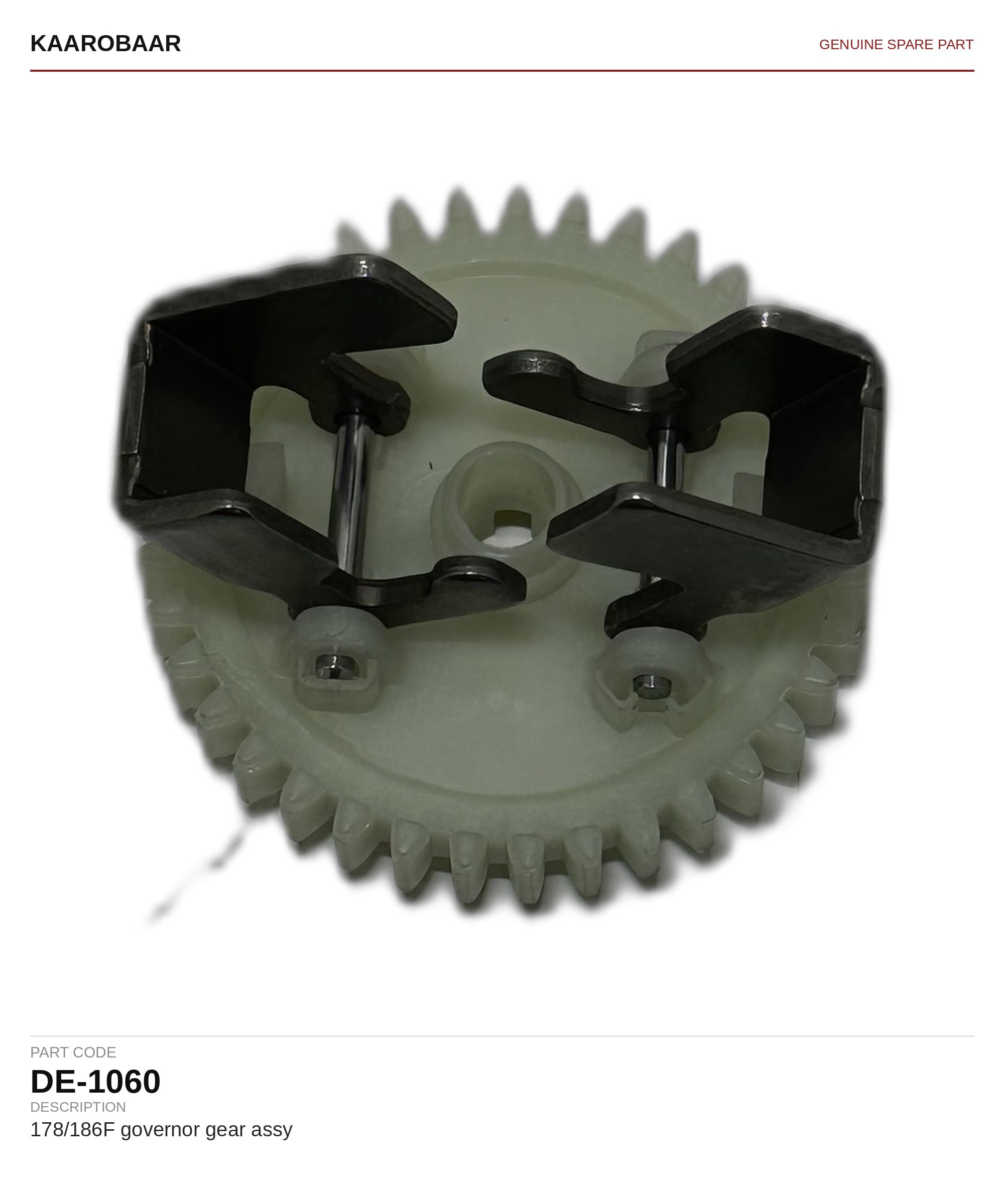 Kaarobaar 178/186F governor gear assy spare part (DE-1060)