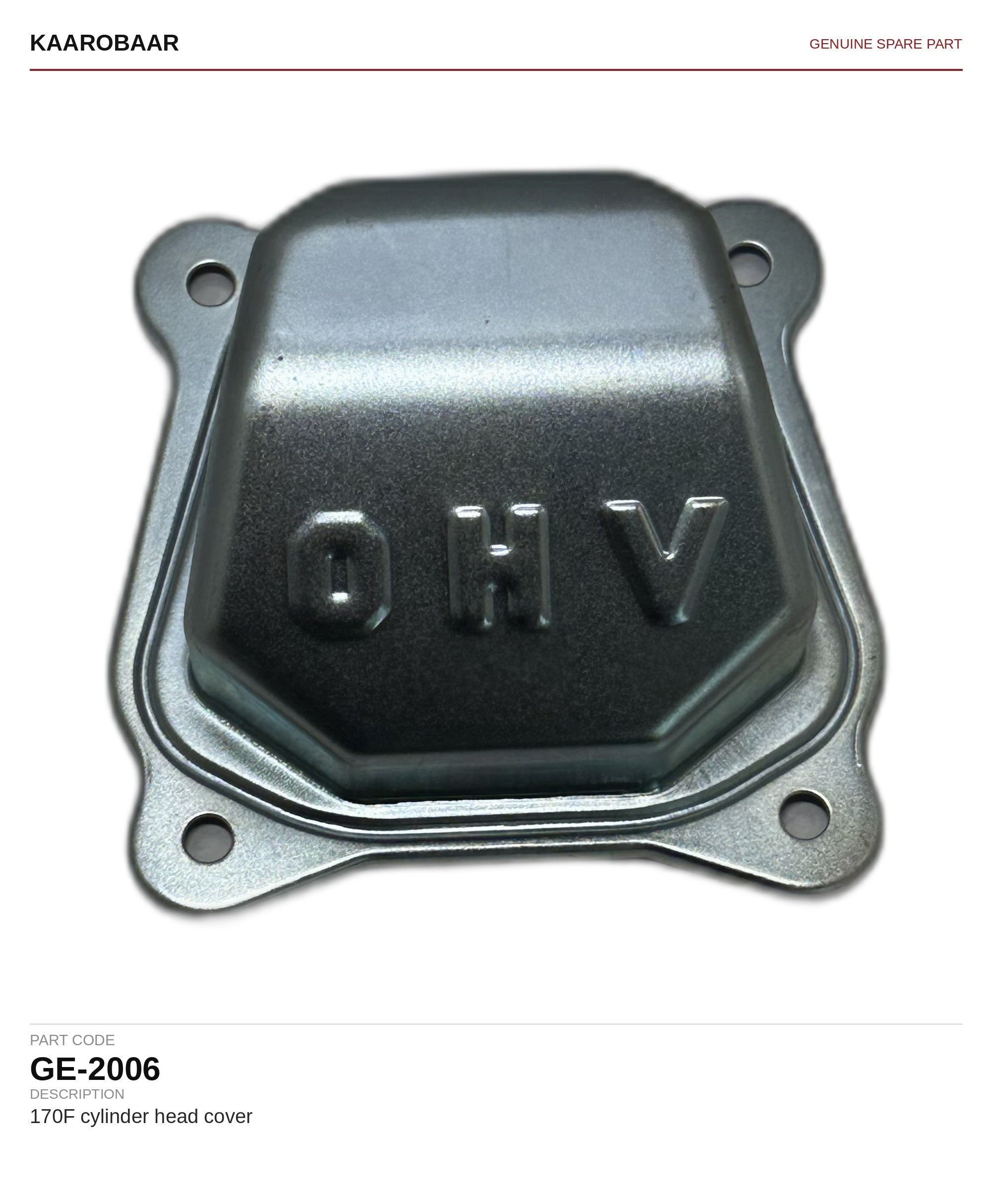Kaarobaar 170F cylinder head cover spare part (GE-2006)