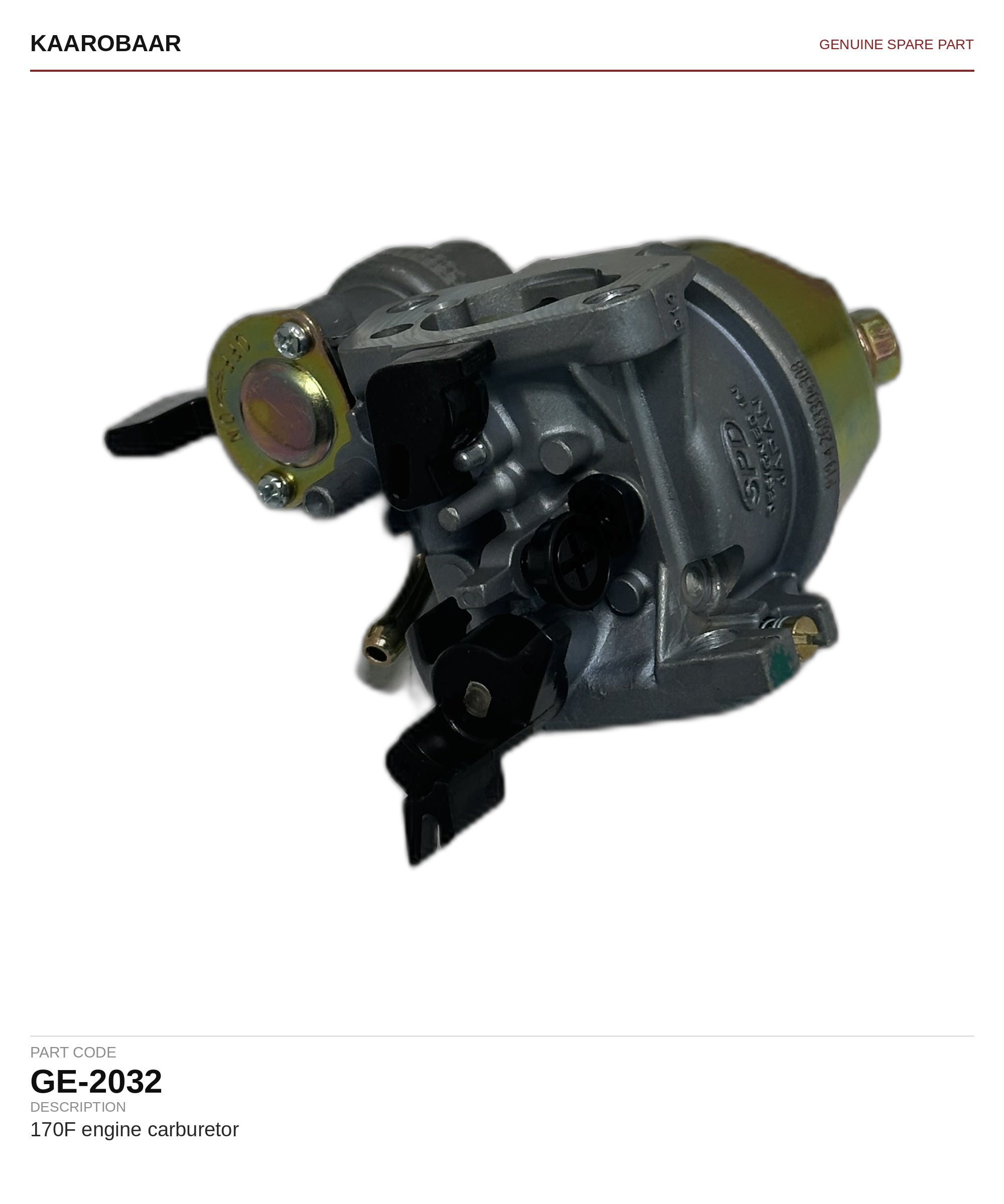 Kaarobaar 170F engine carburetor spare part (GE-2032)