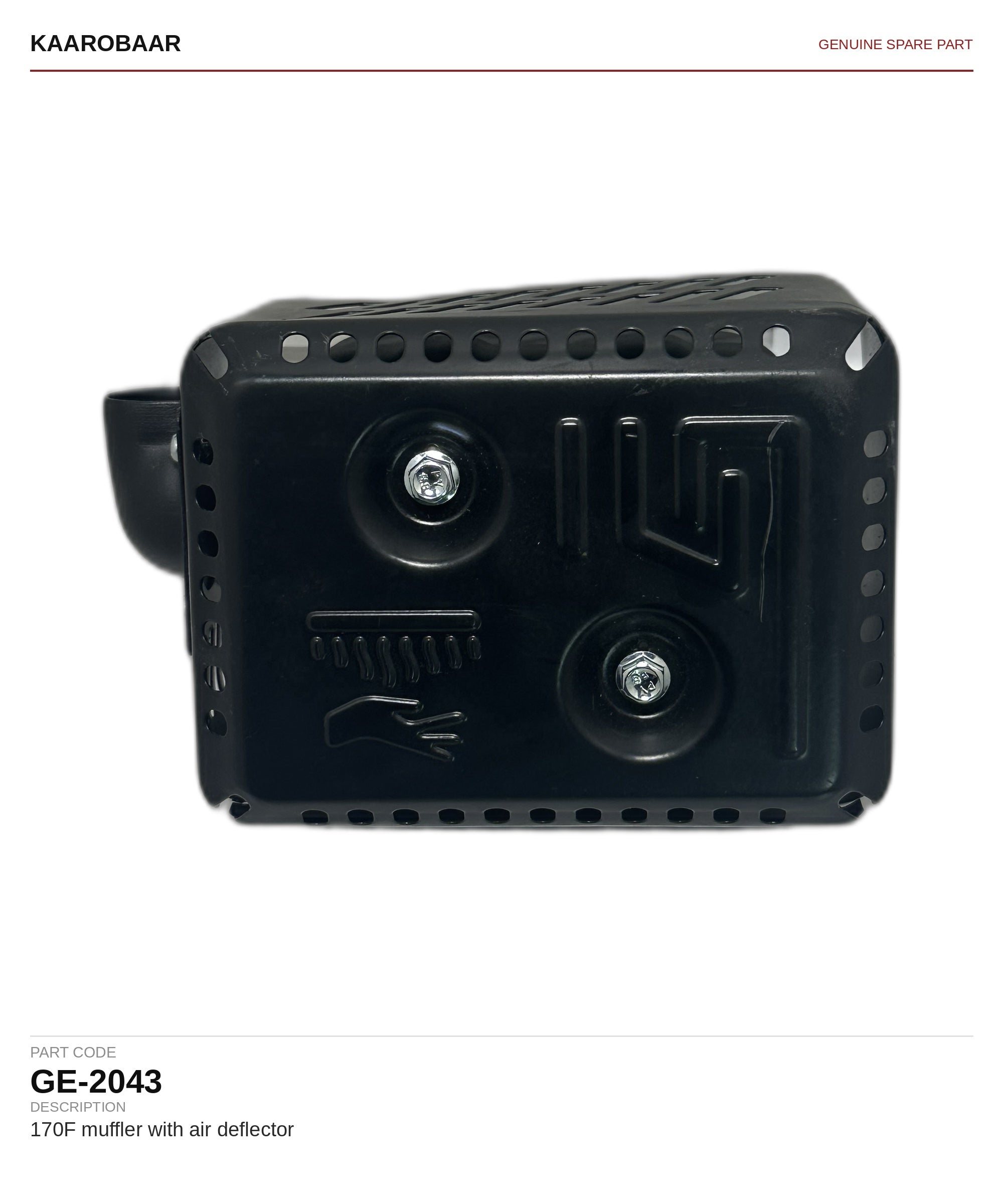 Kaarobaar 170F muffler with air deflector spare part (GE-2043)