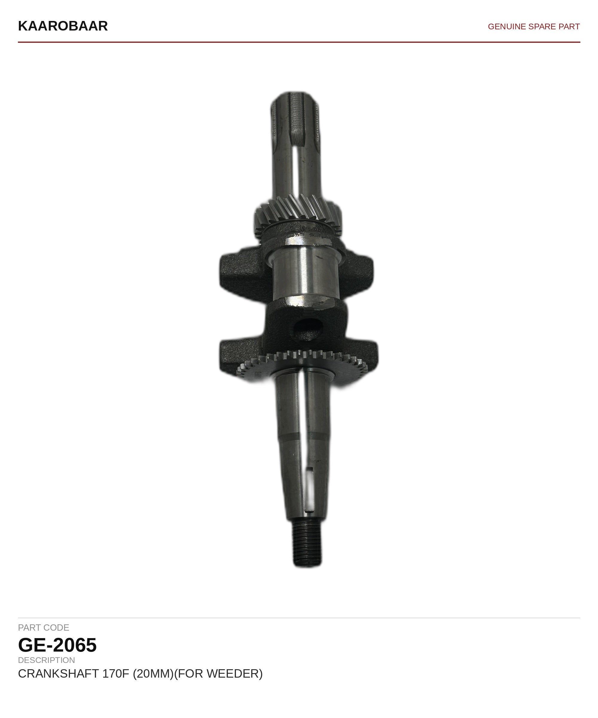 Kaarobaar 170F crankshaft 20mm for weeder spare part (GE-2065)