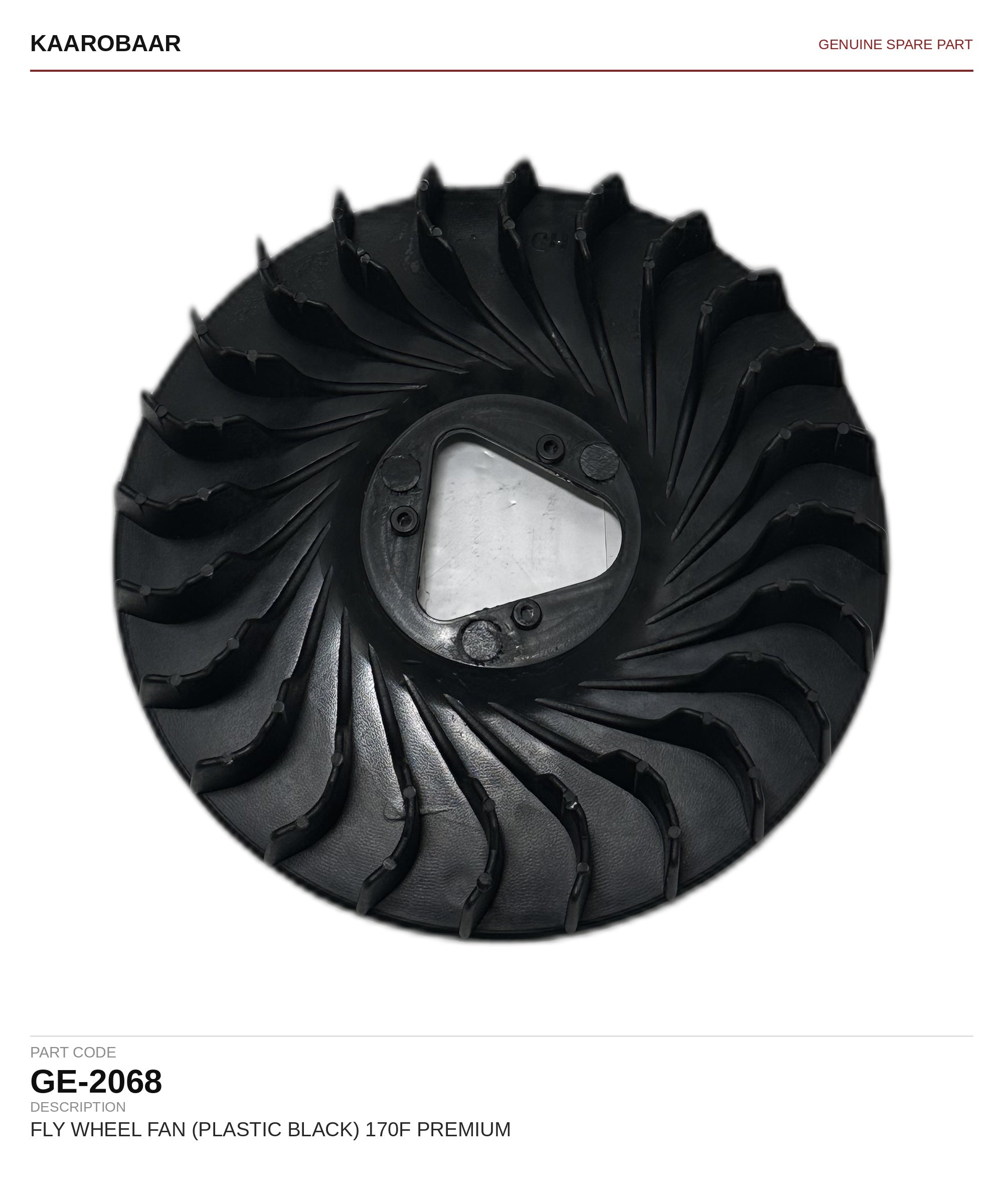 GE-2068 - FLY WHEEL FAN (PLASTIC BLACK) 170F PREMIUM