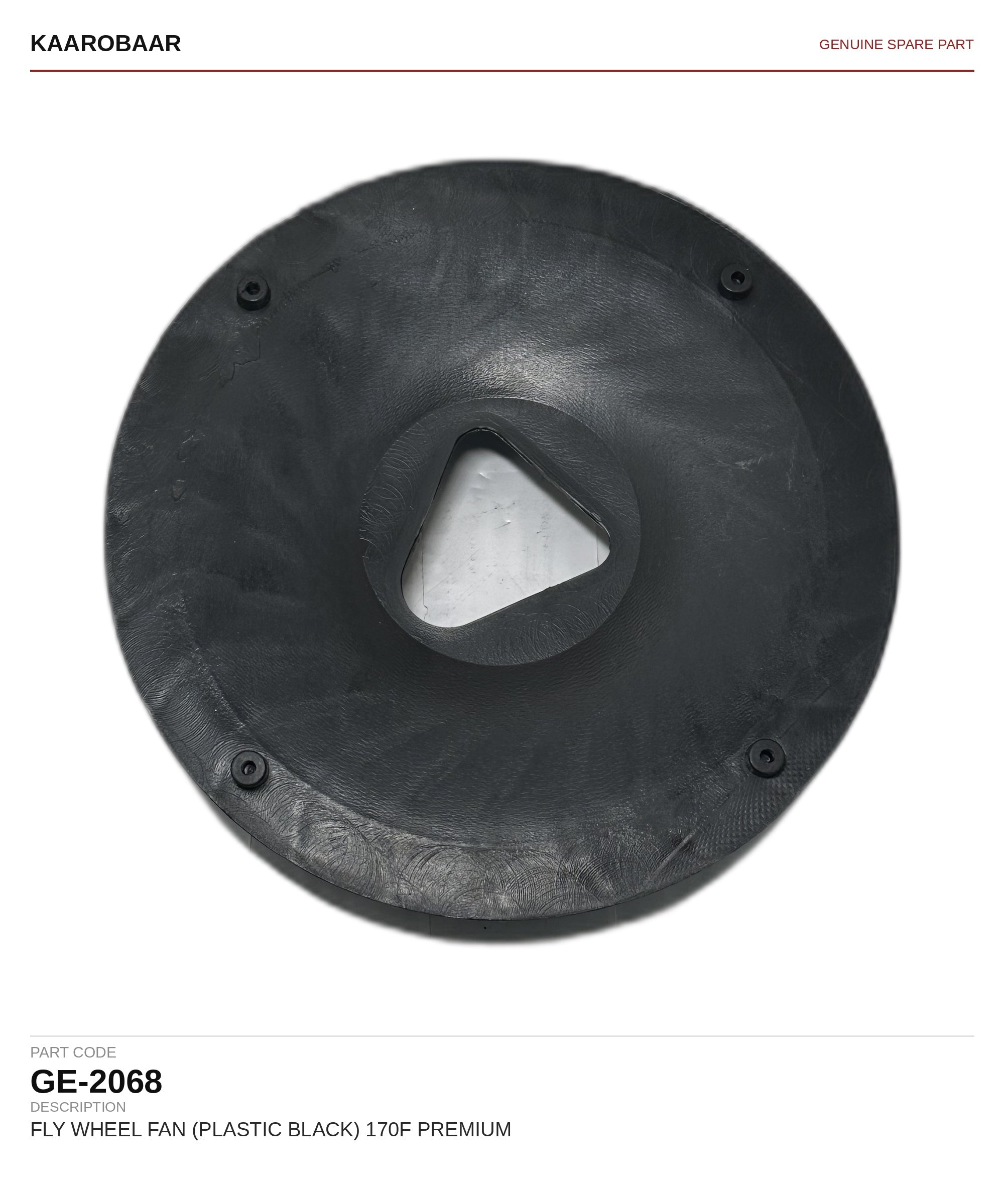 GE-2068 - FLY WHEEL FAN (PLASTIC BLACK) 170F PREMIUM