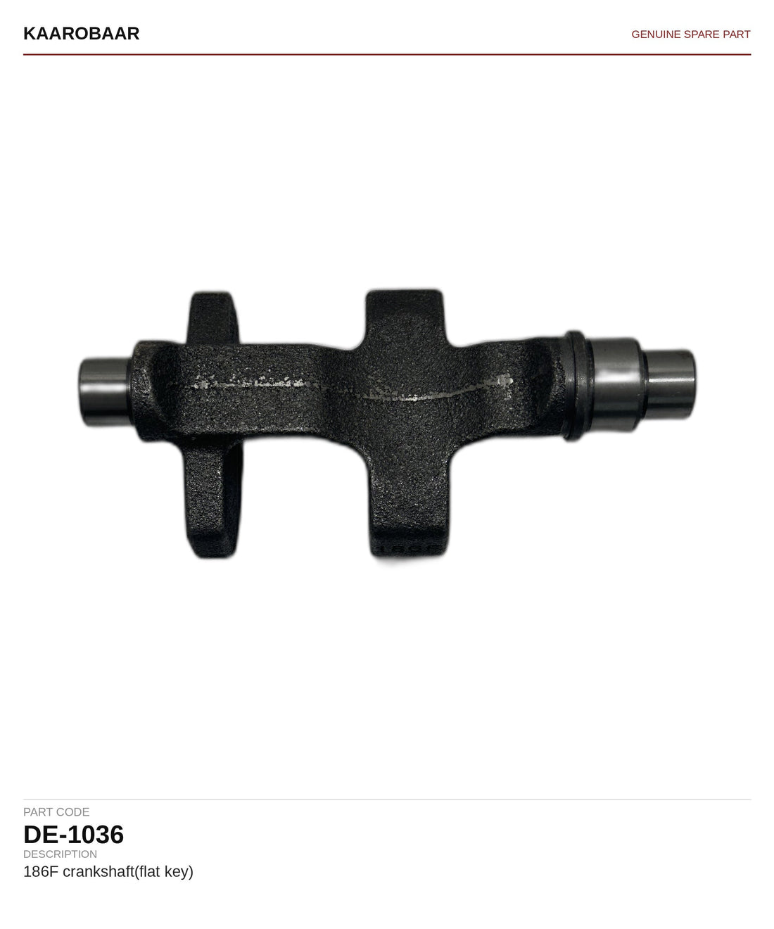 Kaarobaar 186F crankshaft(flat key) spare part (DE-1036)