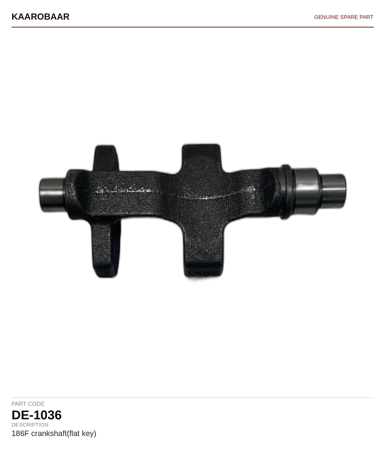 Kaarobaar 186F crankshaft(flat key) spare part (DE-1036)