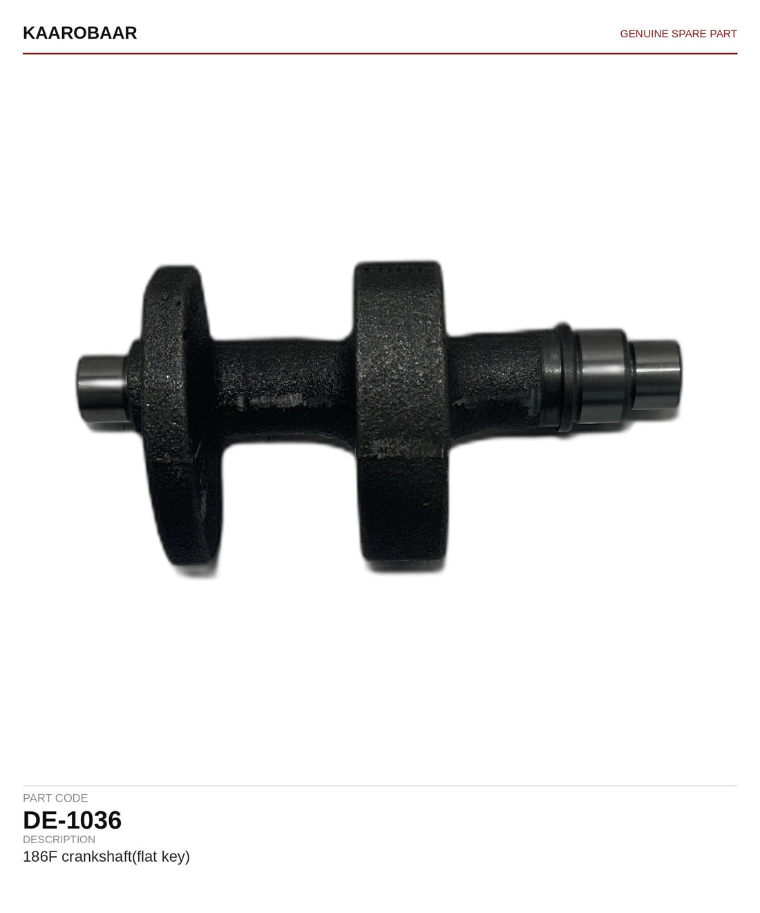 Kaarobaar 186F crankshaft(flat key) spare part (DE-1036)