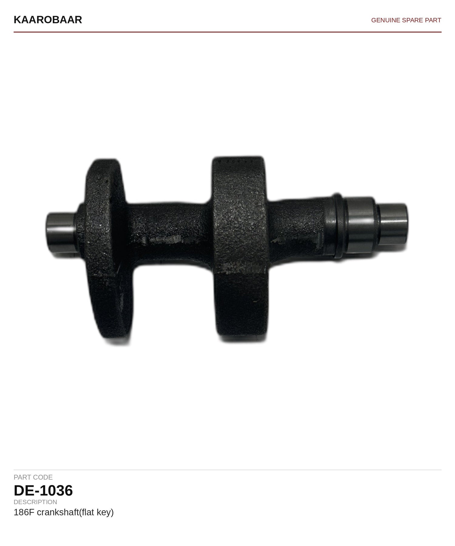 Kaarobaar 186F crankshaft(flat key) spare part (DE-1036)