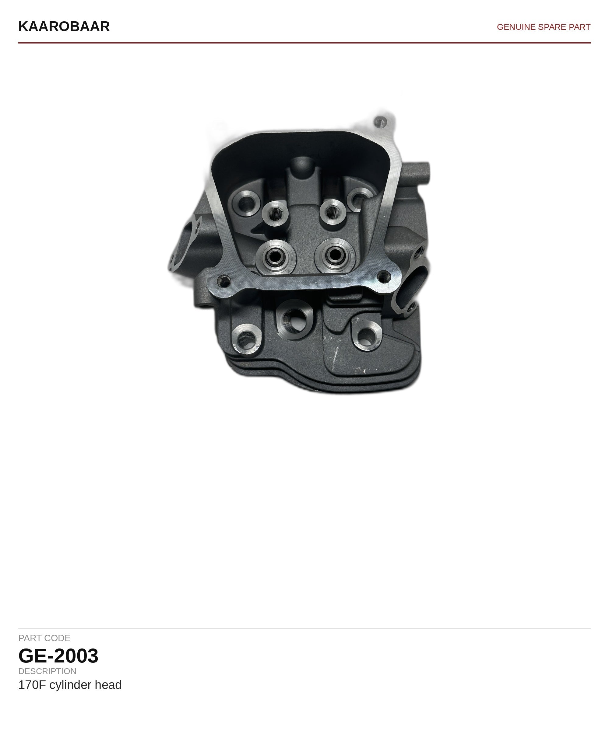 Kaarobaar 170F cylinder head spare part (GE-2003)