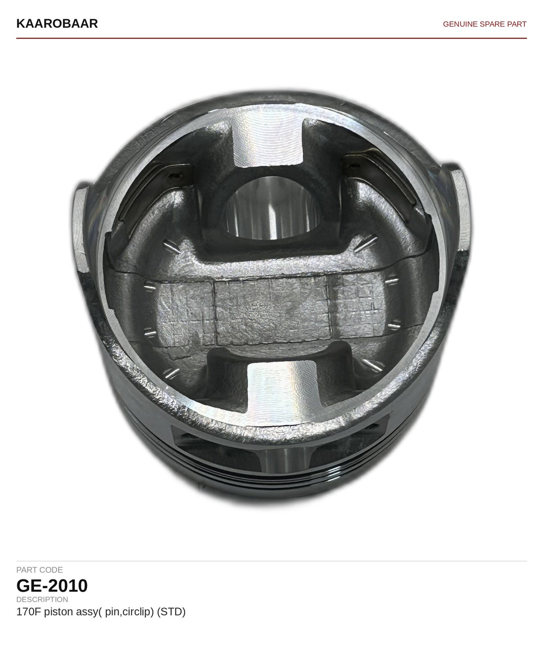 Kaarobaar 170F piston assembly (pin, circlip) STD spare part (GE-2010)