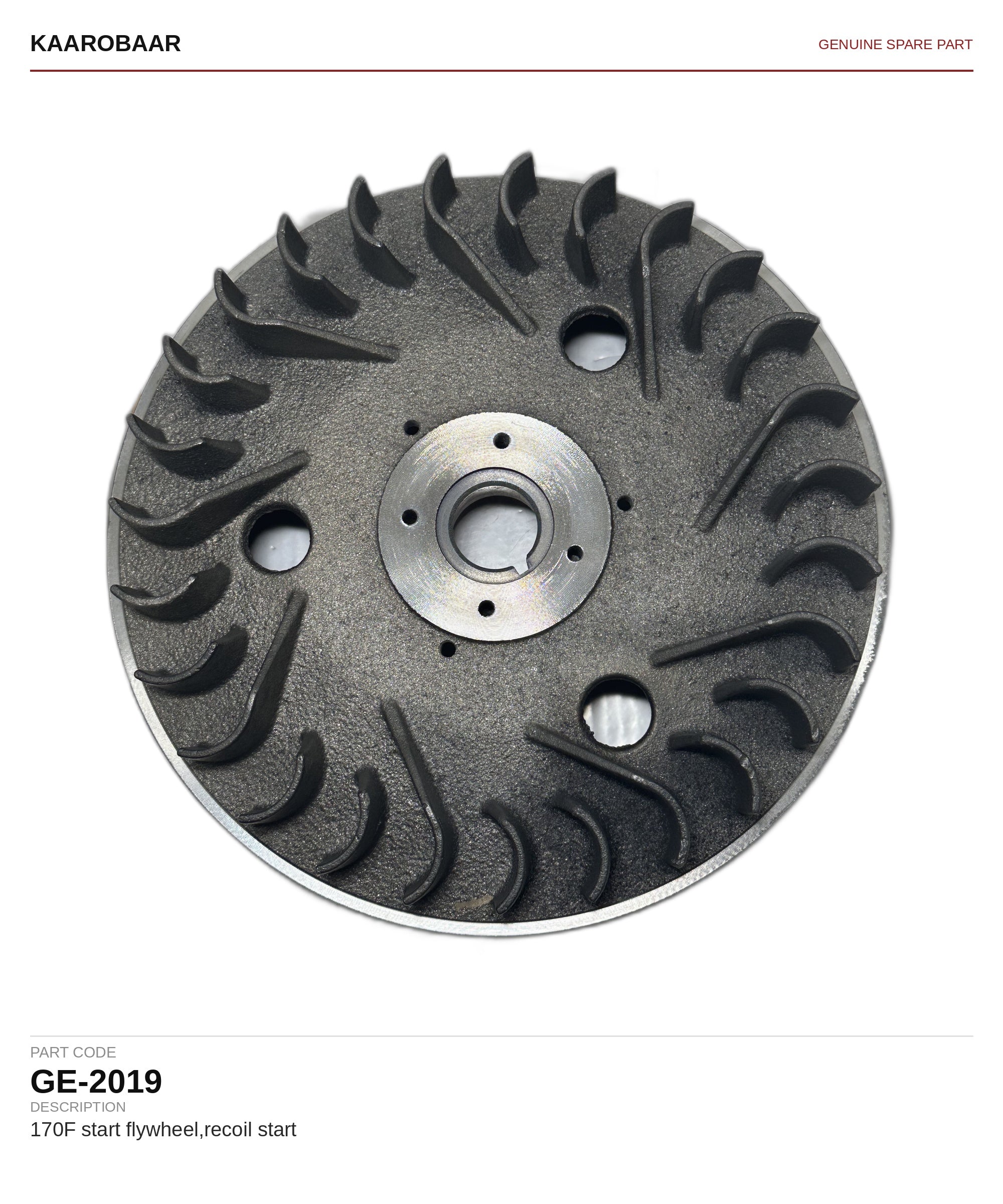 Kaarobaar 170F start flywheel recoil start spare part (GE-2019)