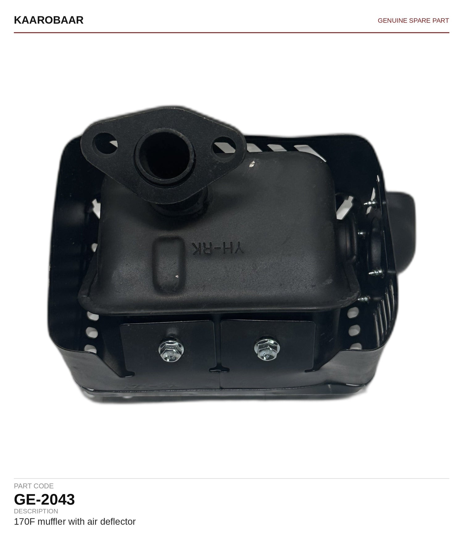 Kaarobaar 170F muffler with air deflector spare part (GE-2043)