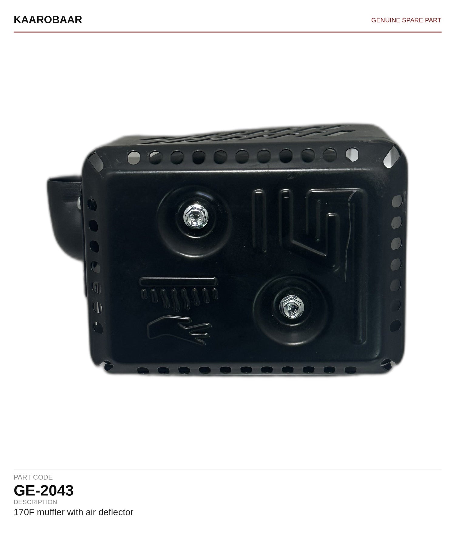 Kaarobaar 170F muffler with air deflector spare part (GE-2043)