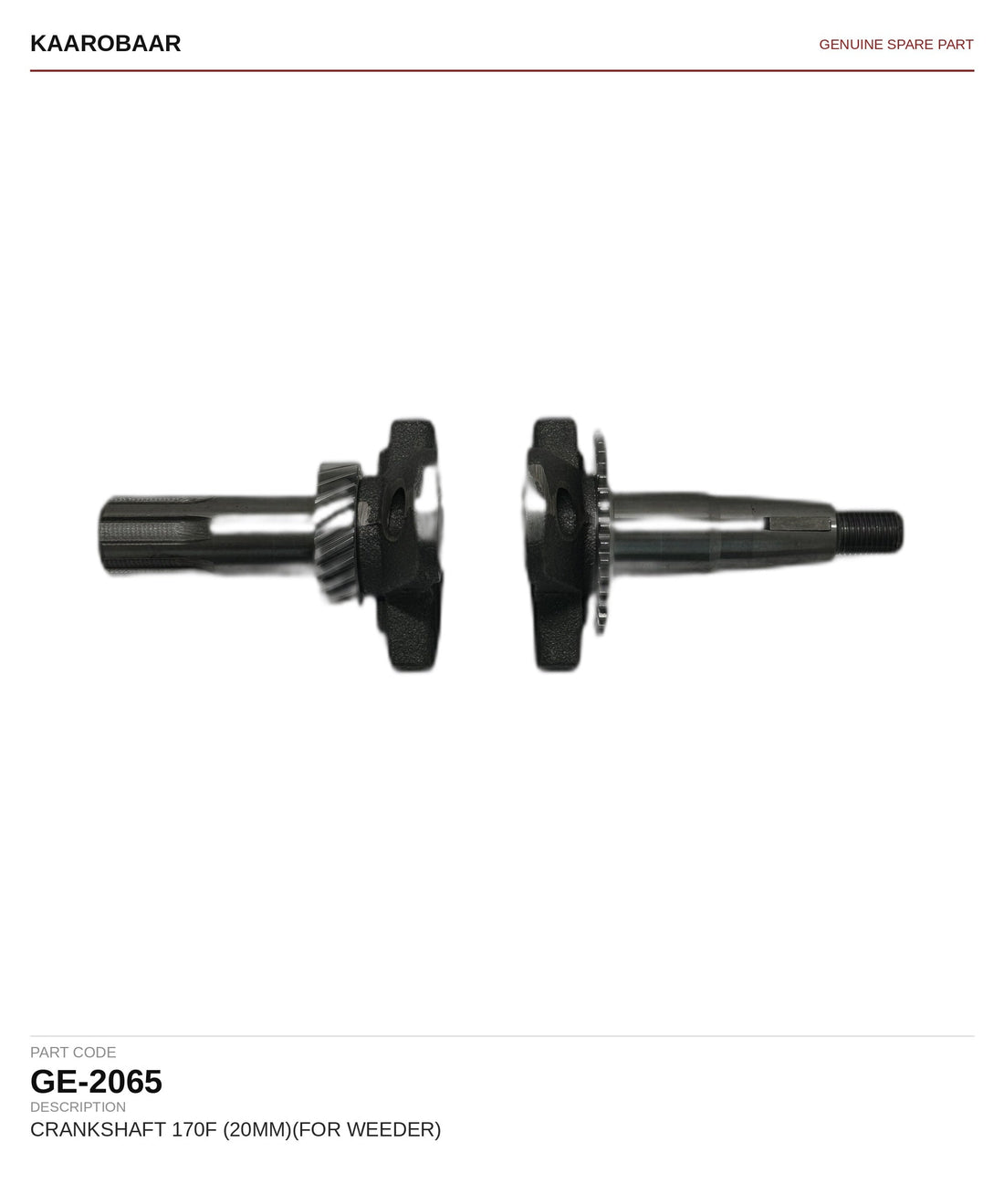 Kaarobaar 170F crankshaft 20mm for weeder spare part (GE-2065)