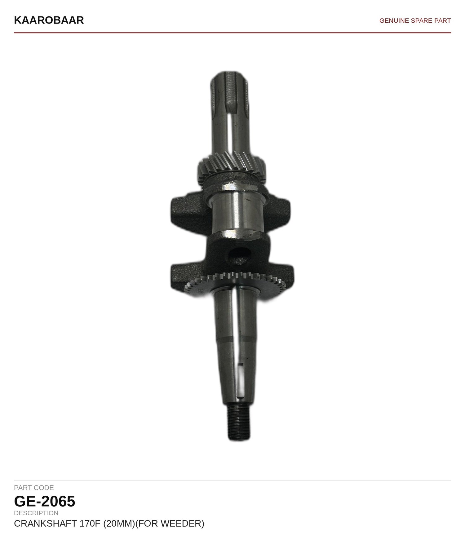 Kaarobaar 170F crankshaft 20mm for weeder spare part (GE-2065)