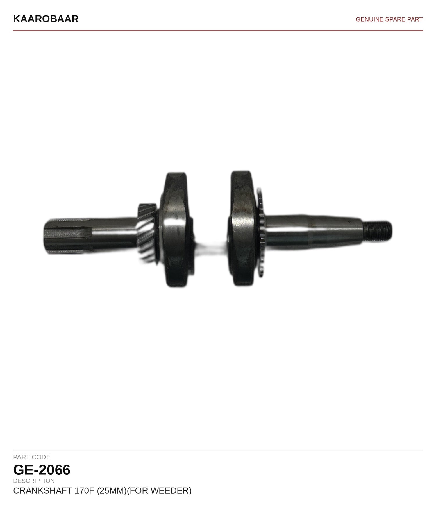 Kaarobaar 170F crankshaft 25mm for weeder spare part (GE-2066)